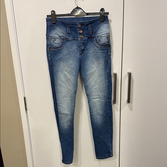 monjeloco jeans Denim - Chic High Rise Blue Women's Jeans